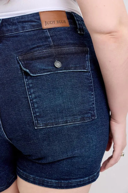Judy Blue Plus Size High Waist Back Flap Pocket Denim Shorts