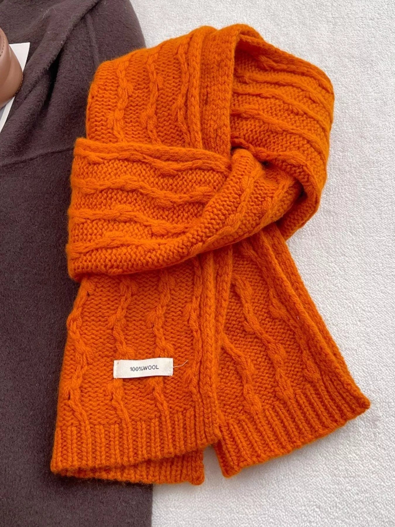 Wool Cozy Cable Knit Scarf