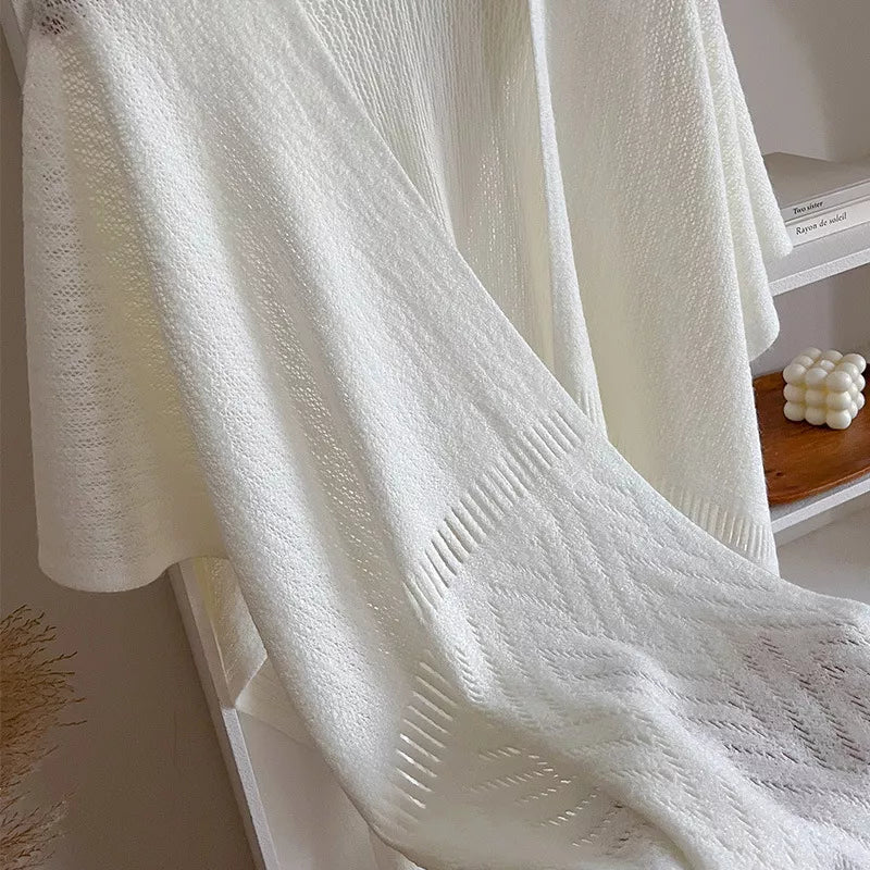 Knitted Fringe Openwork Scarf Shawl