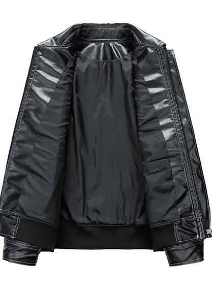Men's Plus Size Zip Up Leather Jacket