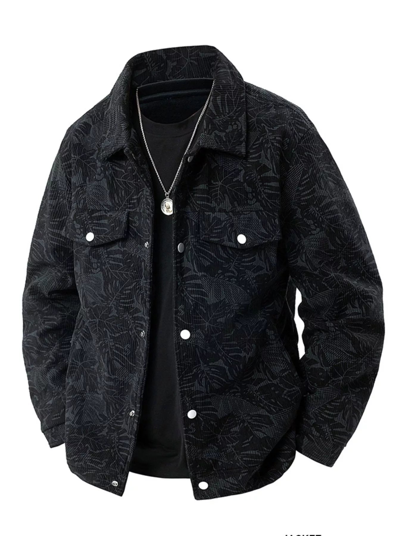 Men's Plus Size Corduroy Snap Down Casual Jacket