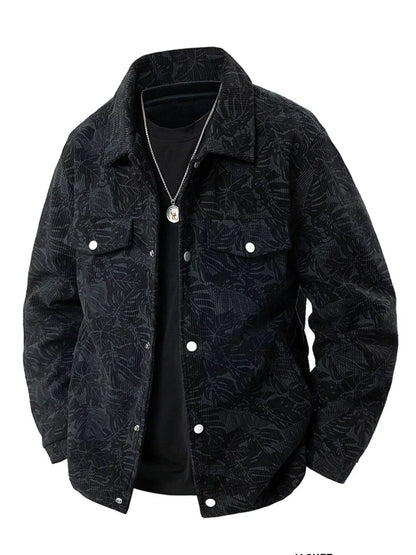 Men's Plus Size Corduroy Snap Down Casual Jacket