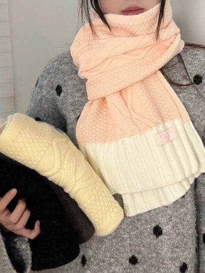 Two-Tone Knitted Warm Scarf