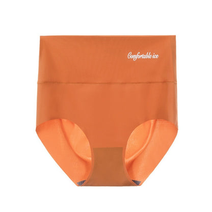 High Waist Ice Silk Seamless Panties Women's Belly Contracting And Hip Lifting