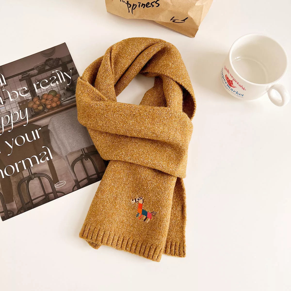 Embroidered Warm Winter Scarf