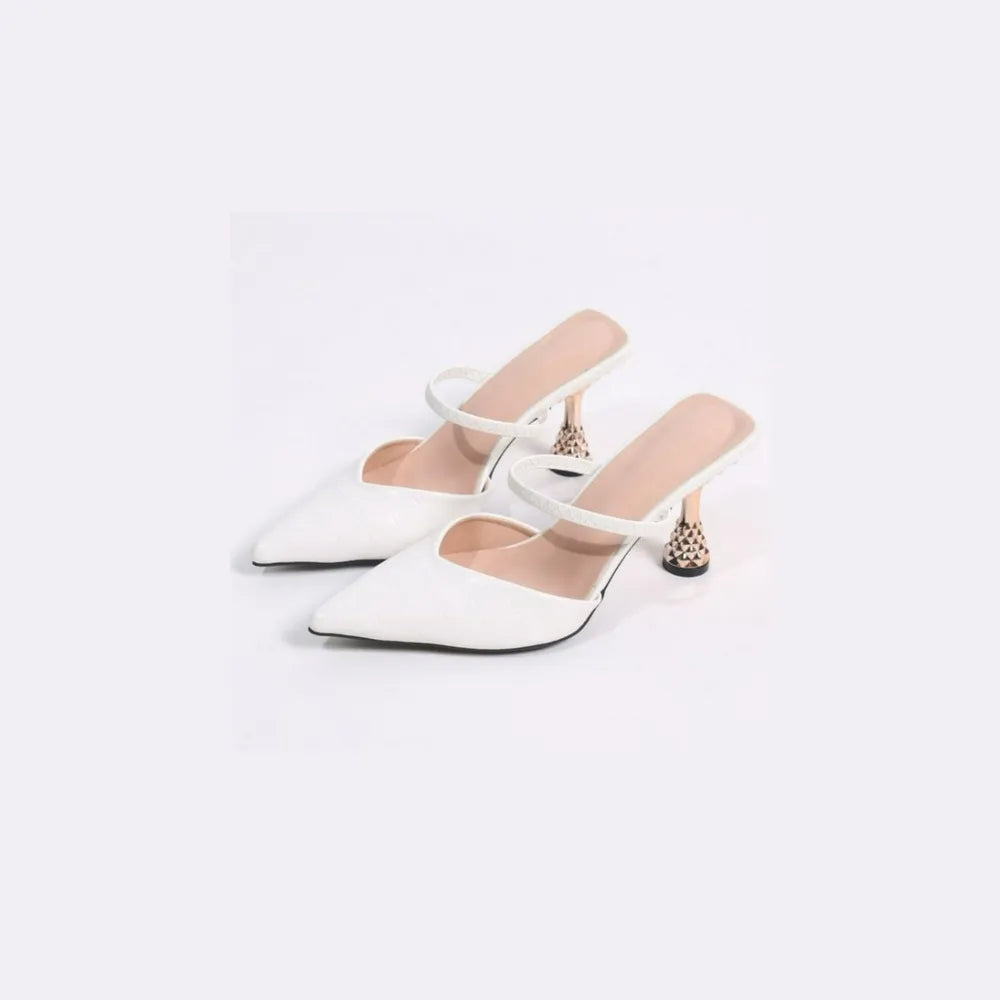 Textured Point Toe Mid Heel Pumps