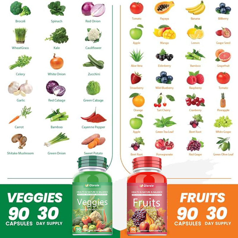 Whole Food Fruits And Veggies Supplement, 30 Servings 90 Capsules Daily 3 Caps 5 Servings Of Fresh Produce
