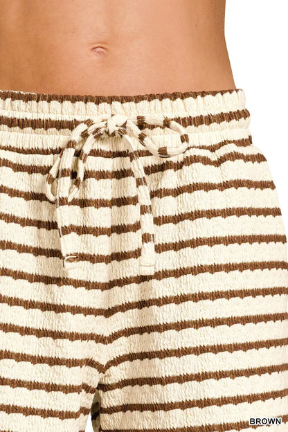 Zenana Striped Short Sleeve Tee & Shorts Set