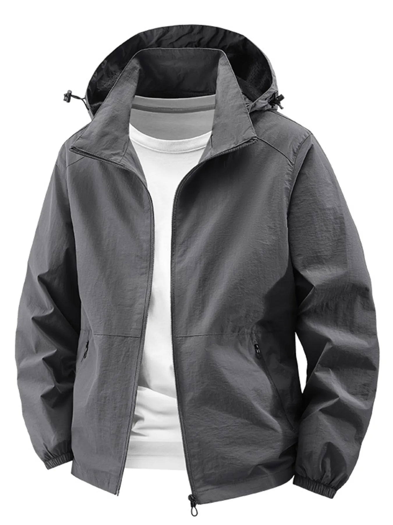 Men's Plus Size Lightweight Hooded Windbreaker Jacket