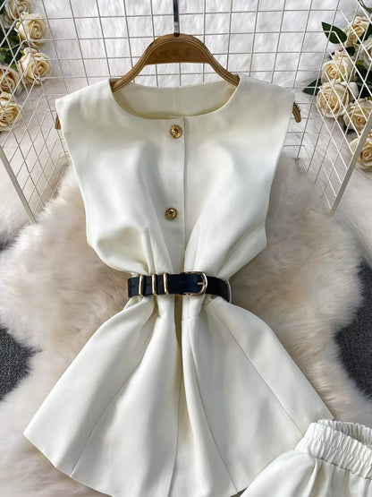 Sleeveless Top and Wide-Leg Pants Set