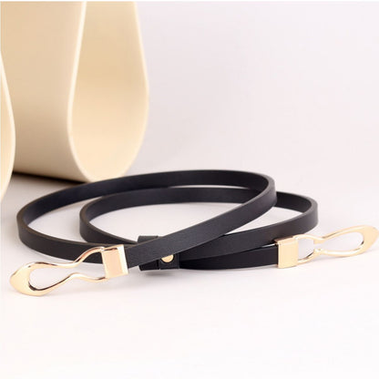 Skinny Leather Belt with Interlocking Buckle