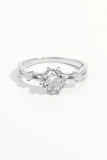 925 Sterling Silver Inlaid Zircon Ring