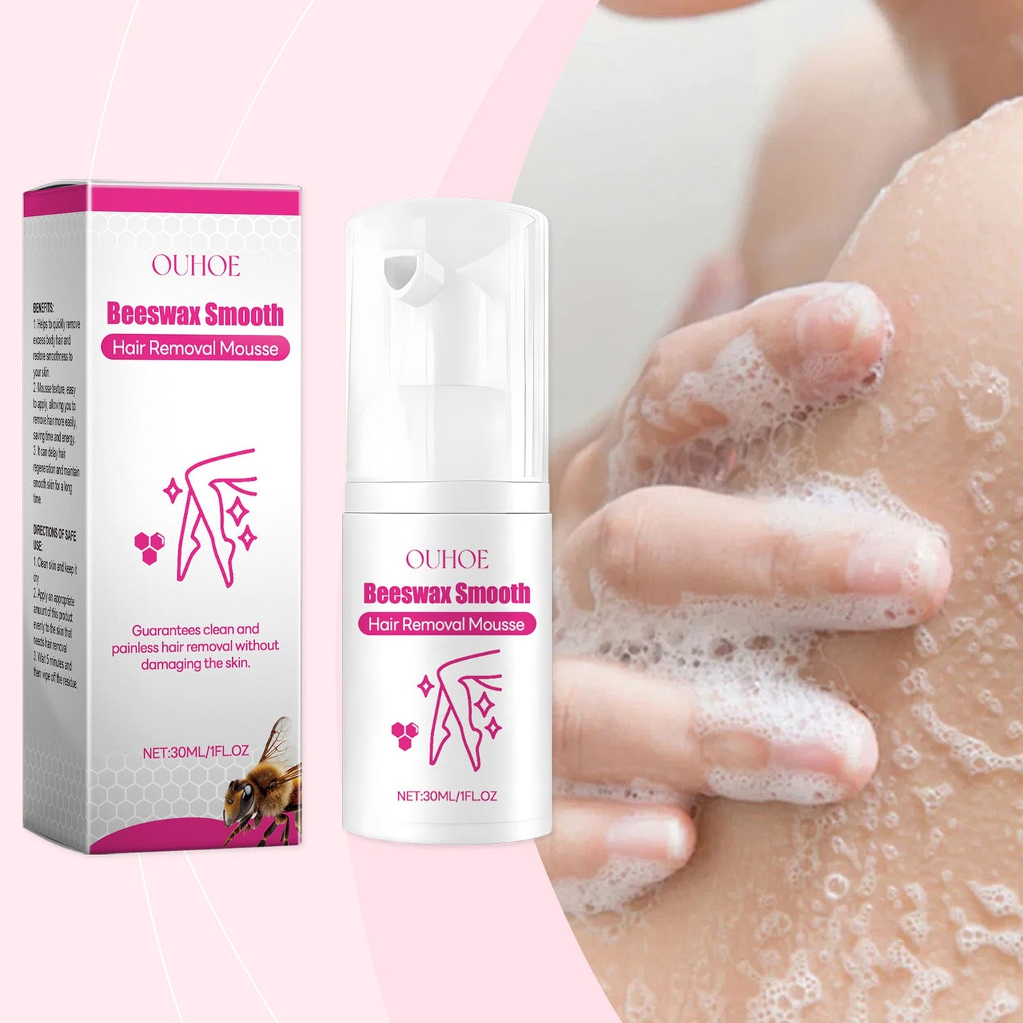 OUHOE Gentle Depilatory Mousse Gentle Depilatory Body Hair Removal Refreshing Silky Skin Care Foam Mousse