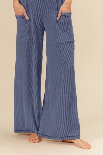 BiBi 2tone Cord Rib Waist Band Side Pocket Pants