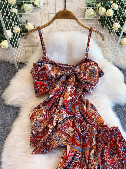 Printed Cami and Wide Leg Pants Set