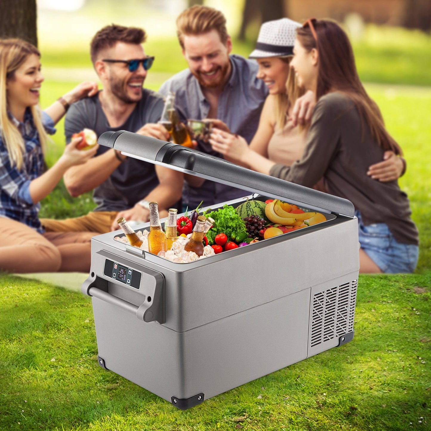 Portable Refrigerator 37 Quart(35 Liter),12 Volt Refrigerator App Control(-4℉~68℉), Car Refrigerator Dual Zone With 12/24v DC & 110-240v AC For Camping, Travel, Fishing, Outdoor Or Home Use