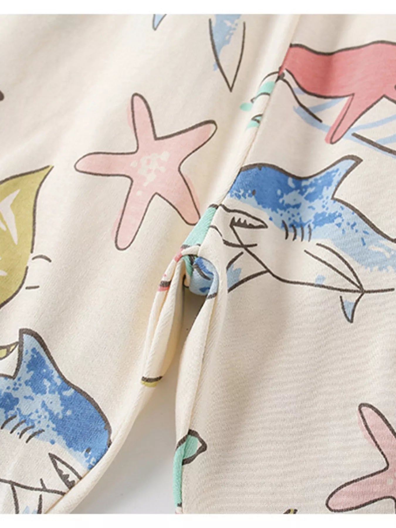 Children's Ocean Print Round Neck Tee and Shorts Set