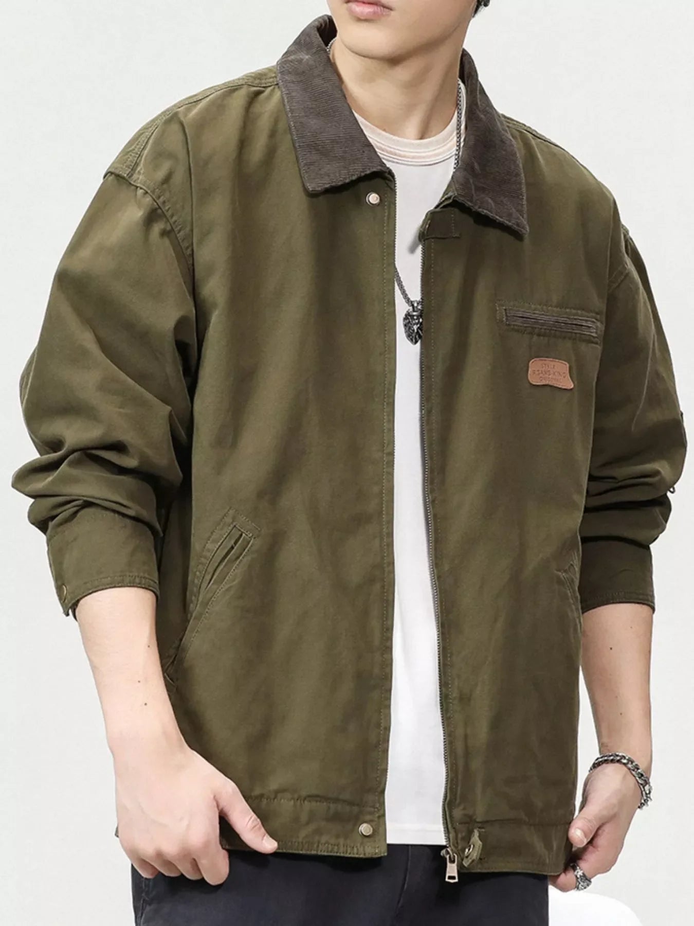 Men's Full Size Zip UP Long Sleeve Jacket Plus Size