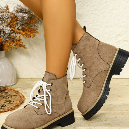 Round Toe Lace Up Boots