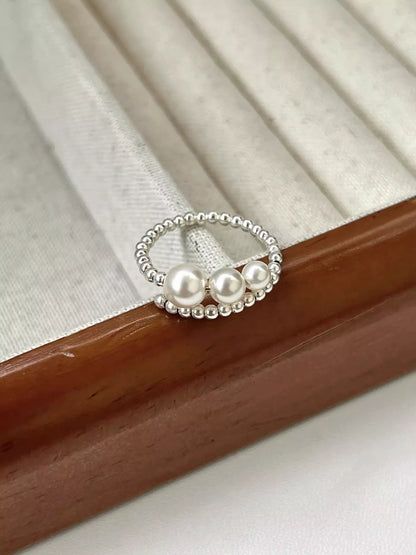 Triple Pearl Beaded Bypass Ring