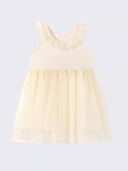 Children's Ruffled Collar Tulle Dress