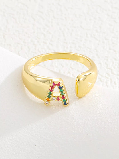 18K Gold-Plated Zircon Letter Ring