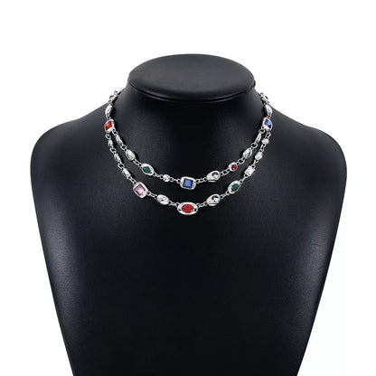 Vintage Multi-Gemstone Double Layered Necklace
