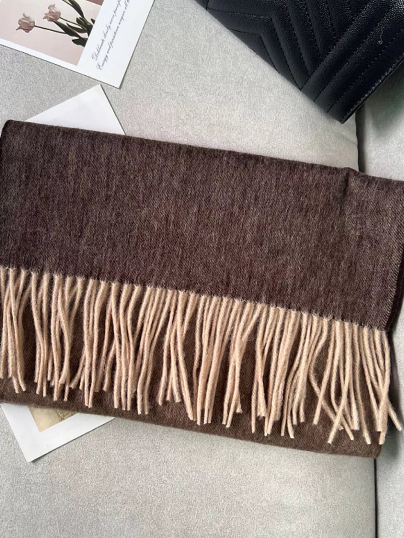 Color Block Fringe Scarf