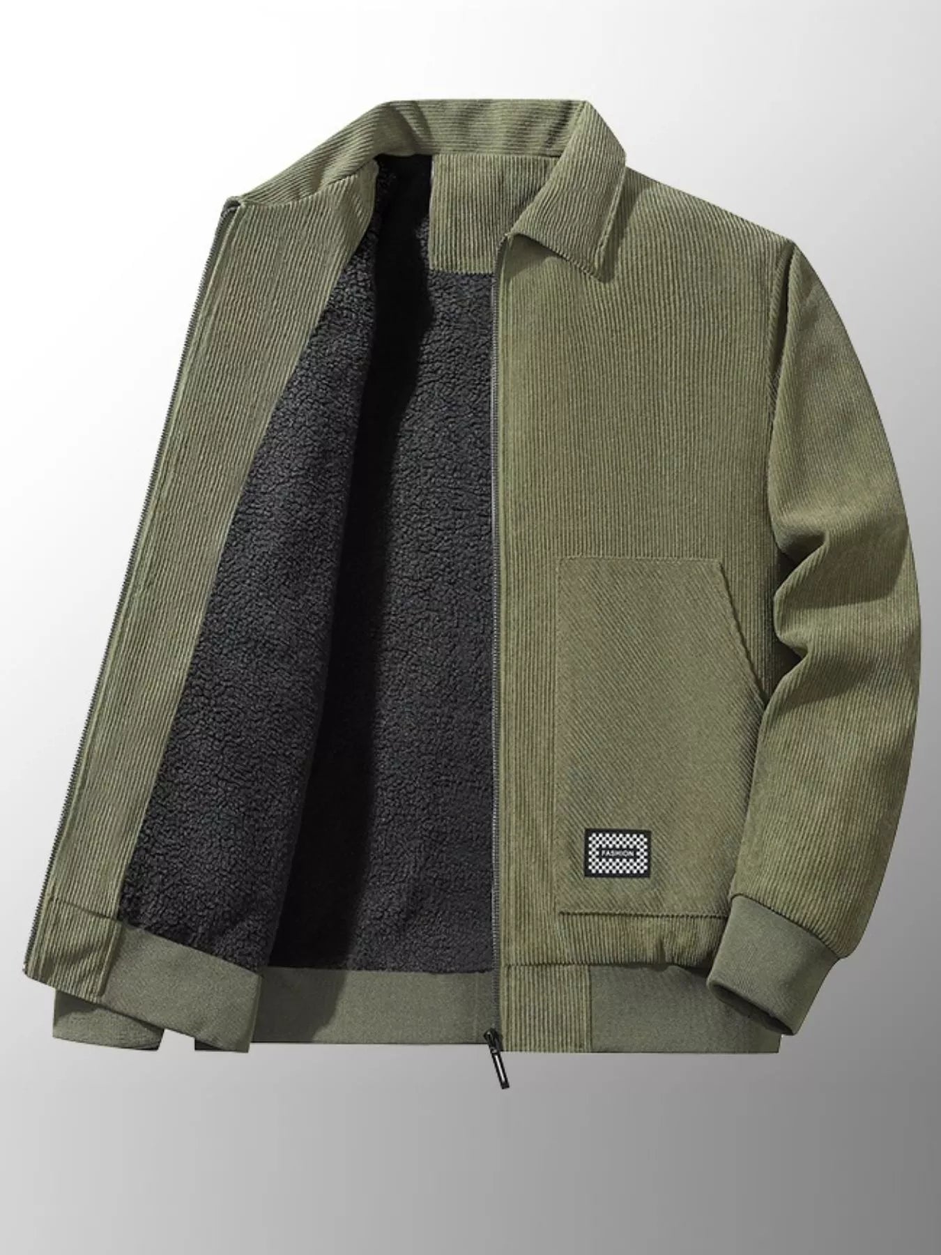 Men's Plus Size Corduroy Sherpa Lined Winter Jacket
