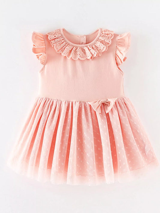 Children's Ruffled Collar Tulle Dress