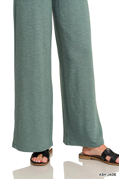 Zenana Cotton Slub Short Sleeve Tee and Pants Set