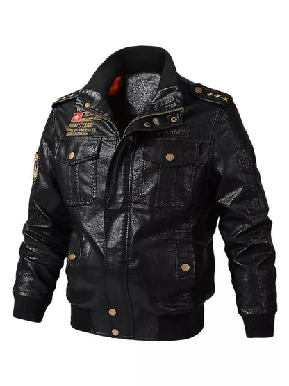 Men's Plus Size Zip Up Leather Jacket