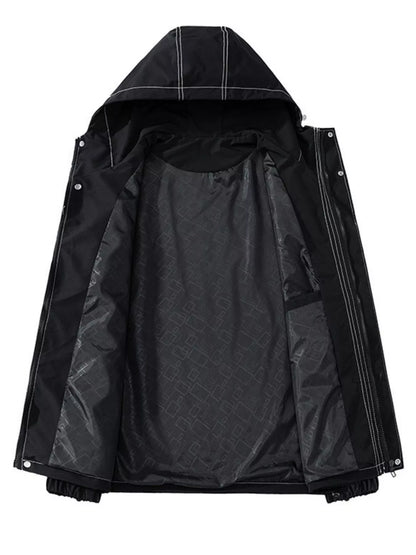 Men's Plus Size Drawstring Hooded Jacket