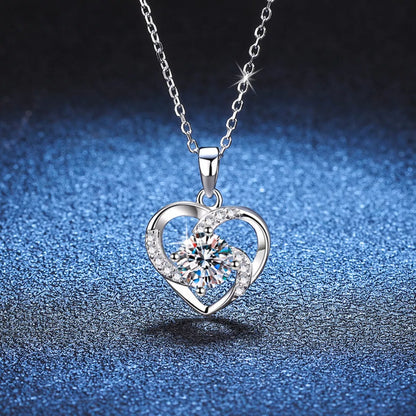 925 Sterling Silver Zircon Heart Necklace