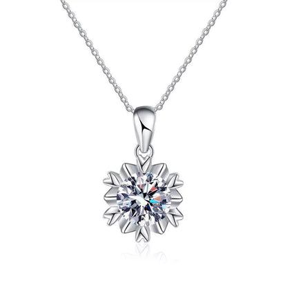 1 Carat Moissanite 925 Sterling Silver Flower Necklace