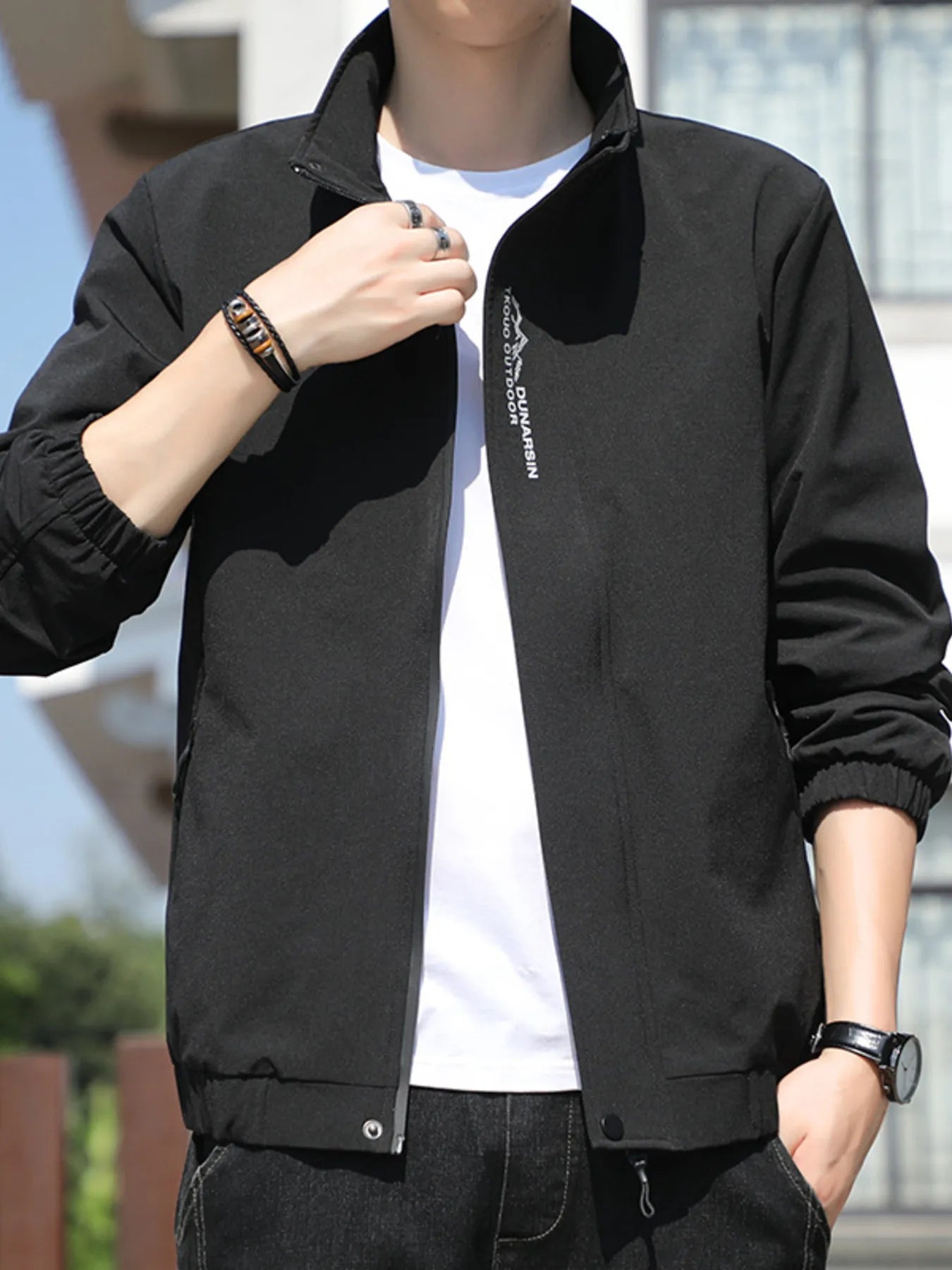 Men's Plus Size Zip Up Long Sleeve Jacket