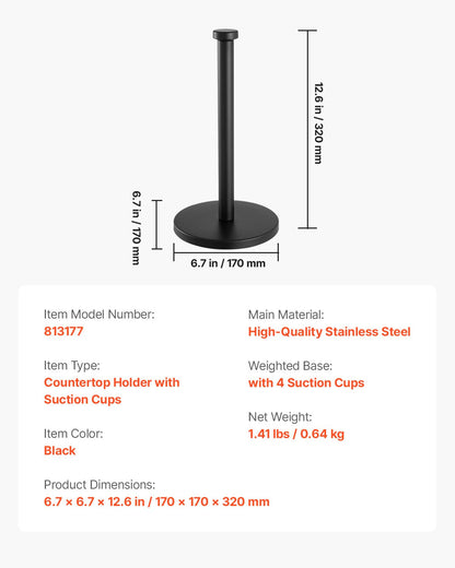 Paper Towel Holder Countertop Stainless Steel Paper Towel Stand For Kitchen
