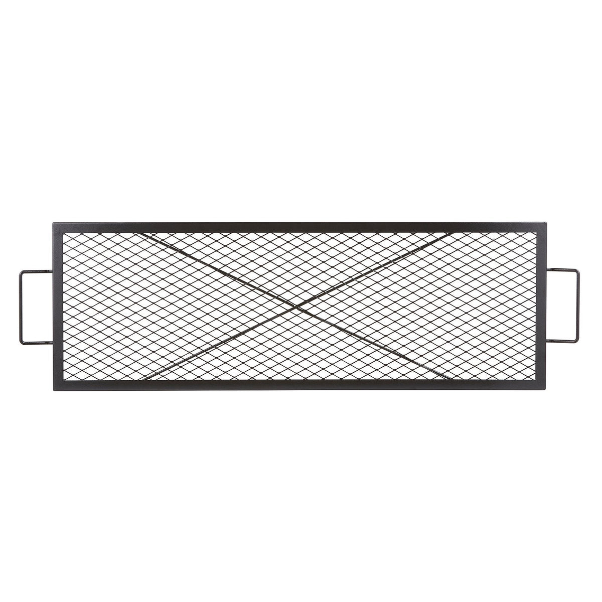 VEVOR X-Marks Fire Pit Grill Grate, Rectangle Cooking Grate, Heavy Duty Steel Campfire BBQ Grill Grid With Handle & Support X Wire, Portable Camping Cookware For Outside Party Gathering, 44 Inch Black