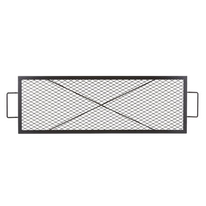 VEVOR X-Marks Fire Pit Grill Grate, Rectangle Cooking Grate, Heavy Duty Steel Campfire BBQ Grill Grid With Handle & Support X Wire, Portable Camping Cookware For Outside Party Gathering, 44 Inch Black