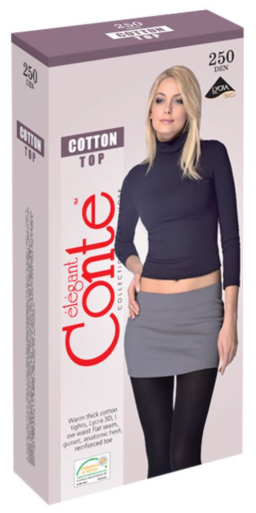 Conte Cotton Top 250 Den - Warm Opaque Low Waist Women's Tights (7С-36СП)