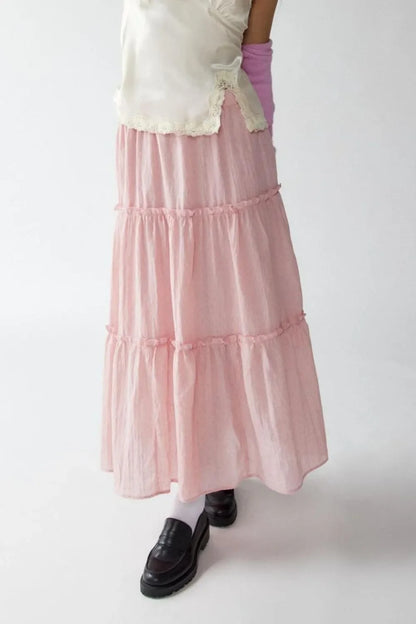 Frill Elastic Waist Skirt