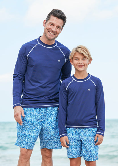 Boys Navy Long Sleeve Cabana Rashguard