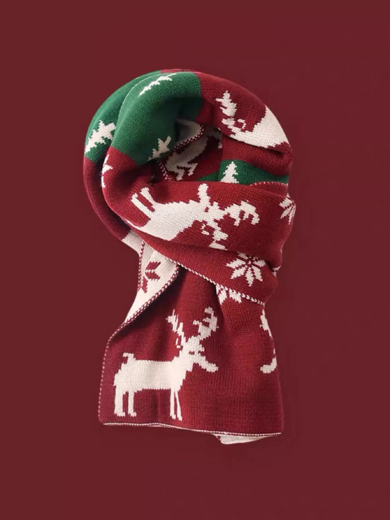 Christmas Reindeer Knitted Scarf