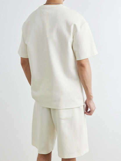 Men's Plus Size Round Neck Short Sleeve Top and Shorts Set