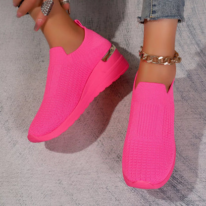 Mesh Round Toe Wedge Athletic