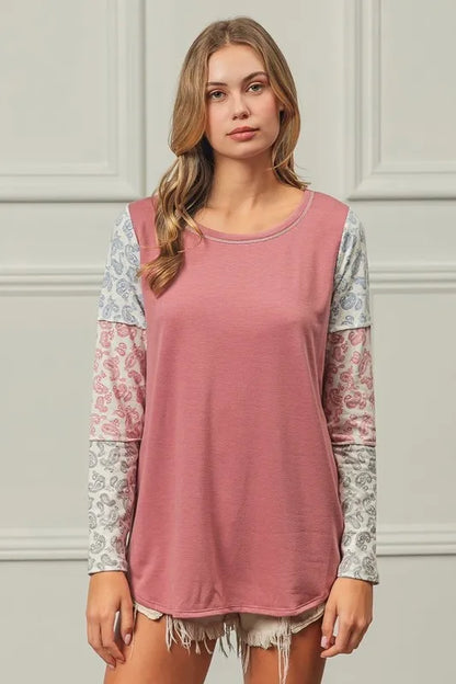 BiBi French Terry with Paisley Triblend Color Block