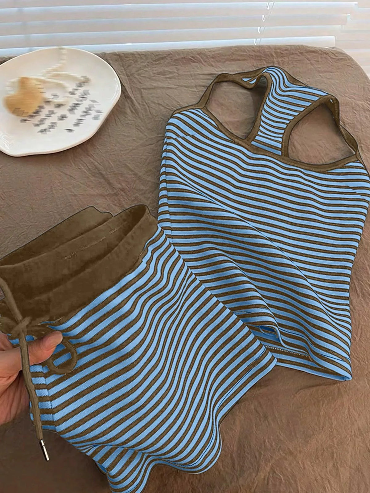 Striped Tank Top and Shorts Set