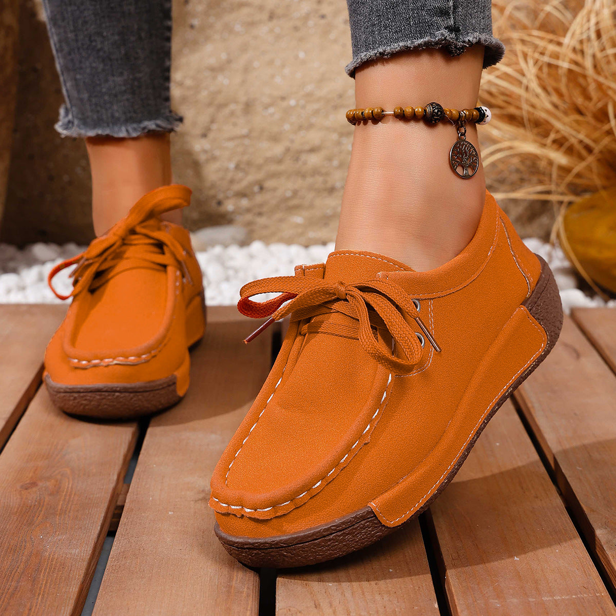Lace Up Round Toe Sneakers