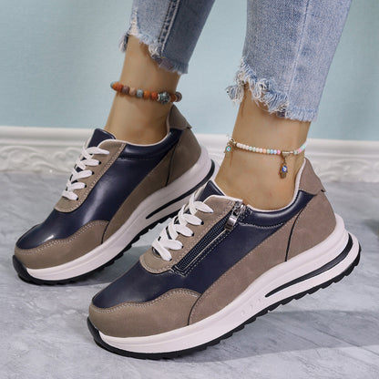 Zipper Detail Lace Up Sneakers