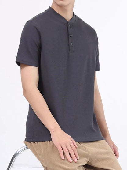 Men's Plus Size Casual Button Detail Short Sleeve T-Shirt